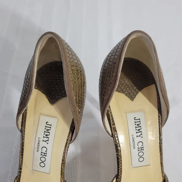 Jimmy Choo Brown Peep Toe Heels 38.5 8.5 - Picture 9 of 15
